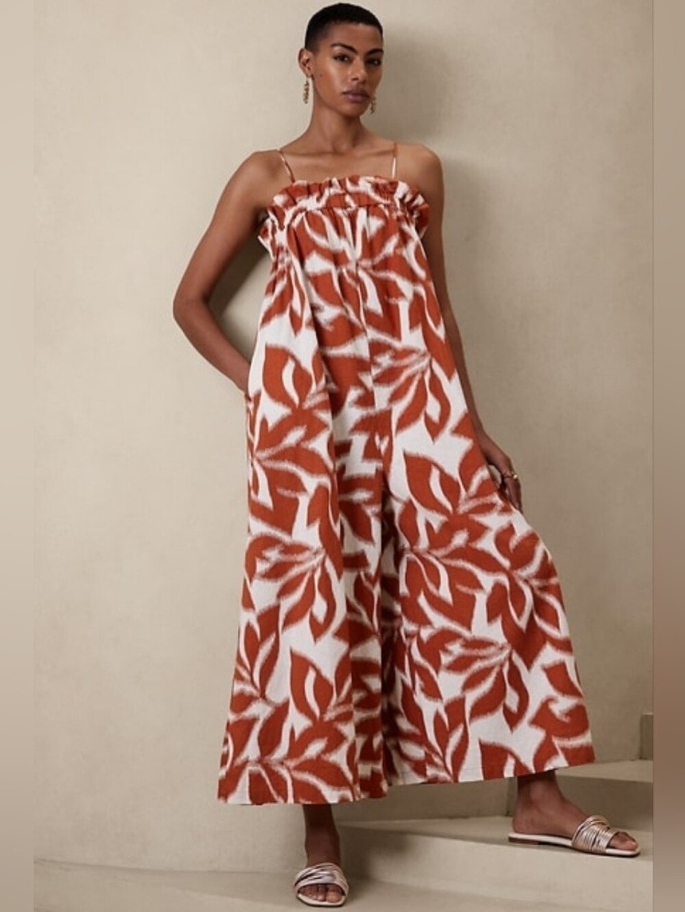 BANANA REPUBLIC WIDE LEG RUSTIC ORANGE JUMPSUIT NWOT LARGE